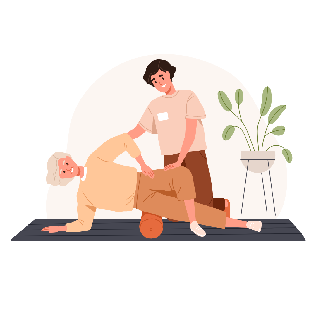 Physiotherapeut betreut Patienten bei der Faszientherapie